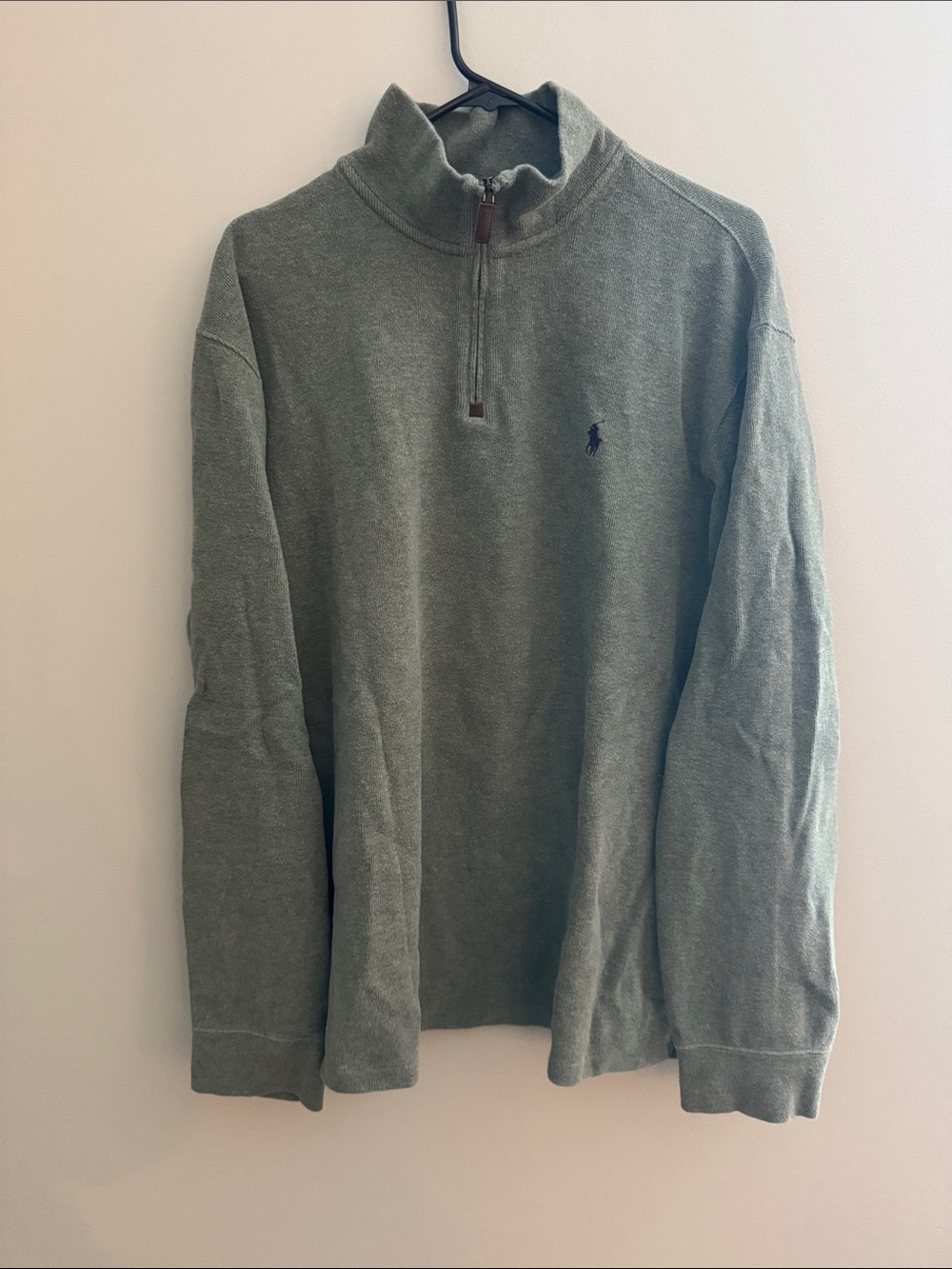 Polo by Ralph Lauren Men's Sage Green Quarter-Zip Sweater